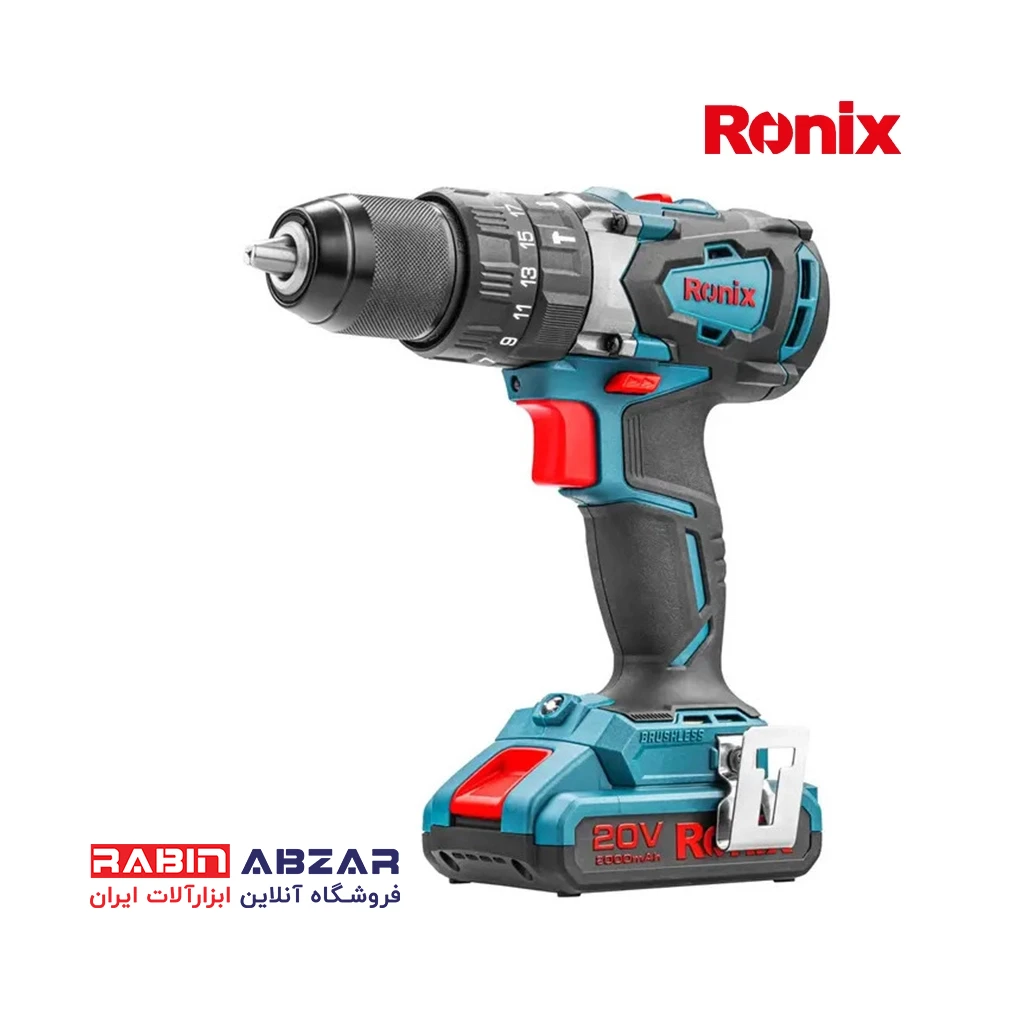 دریل شارژی 20 ولت چکشی براش لس رونیکس - RONIX - 8905K