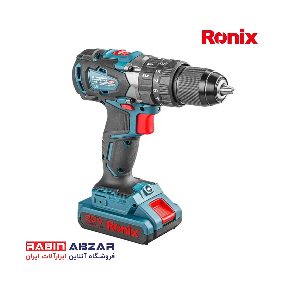 دریل شارژی 20 ولت چکشی براش لس رونیکس - RONIX - 8905K