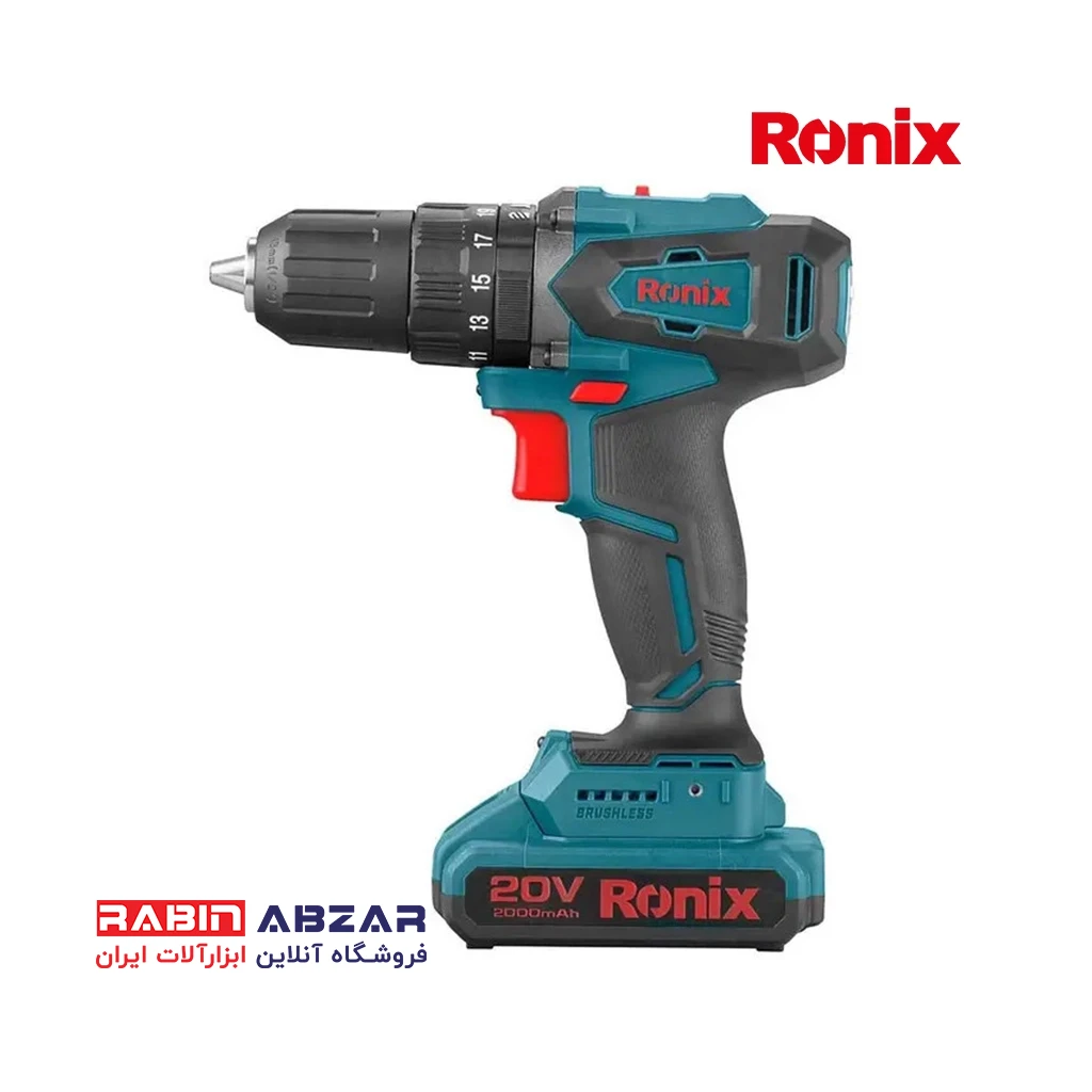 دریل شارژی 20 ولت چکشی براش لس رونیکس - RONIX - 8900