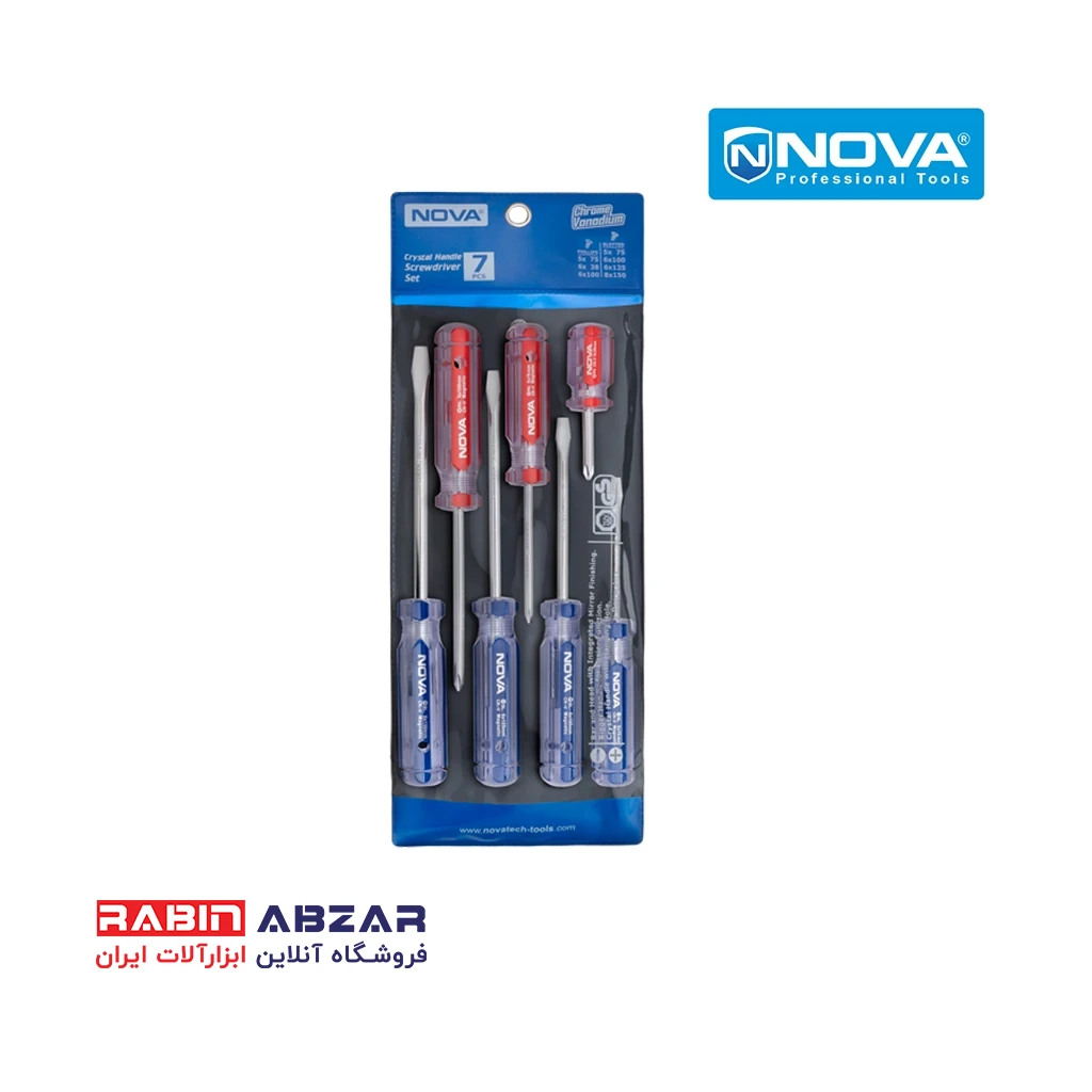 پیچ گوشتی 7 عددی دسته کریستالی نووا - NOVA - 1015